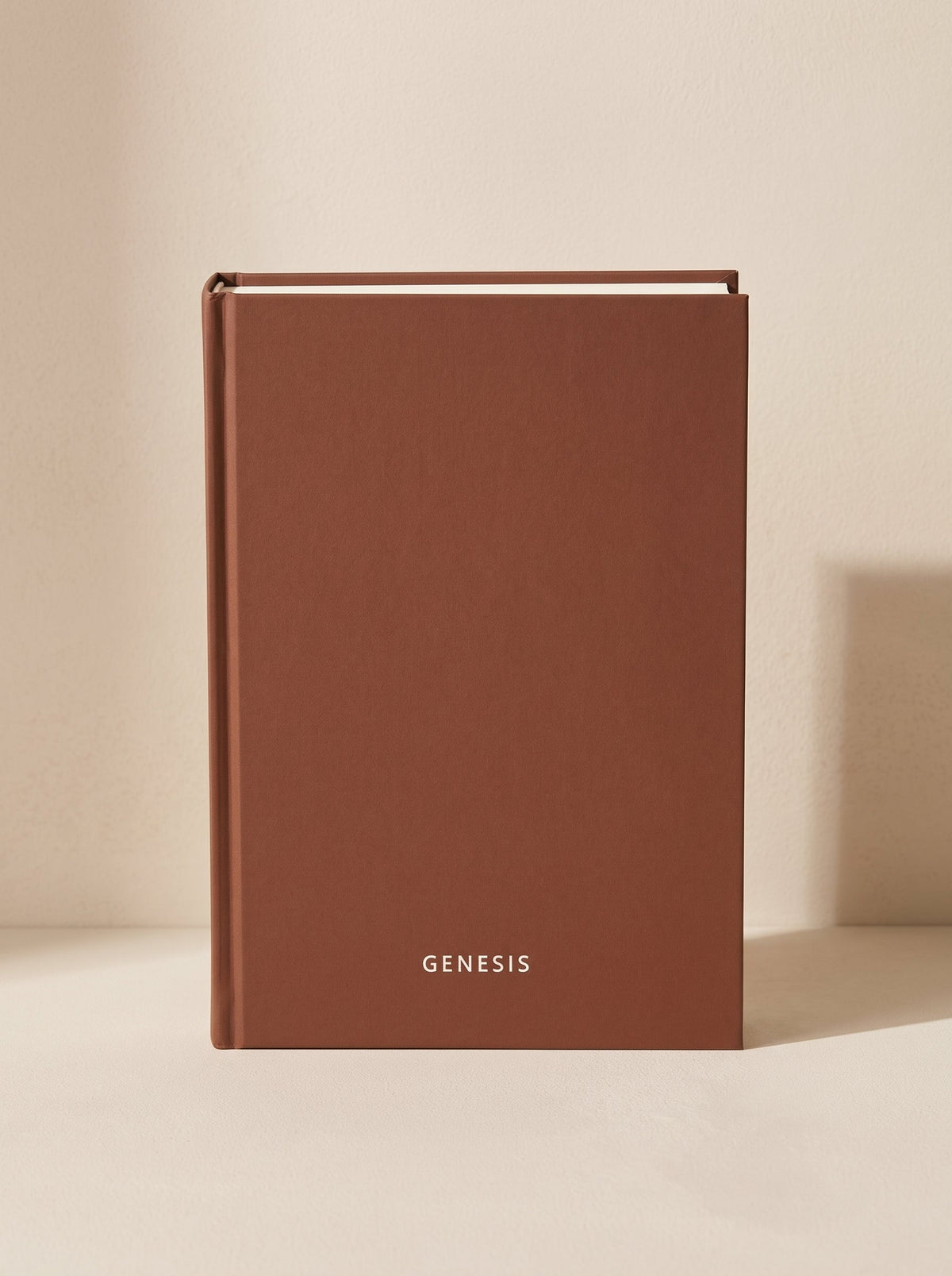 Genesis hardcover in clay, seen from above