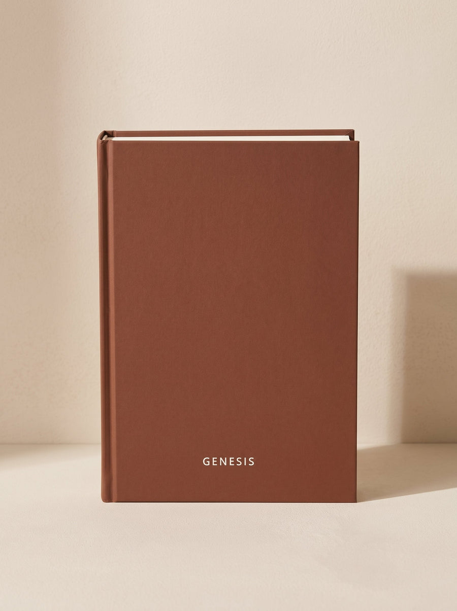 Genesis hardcover in clay, seen from above