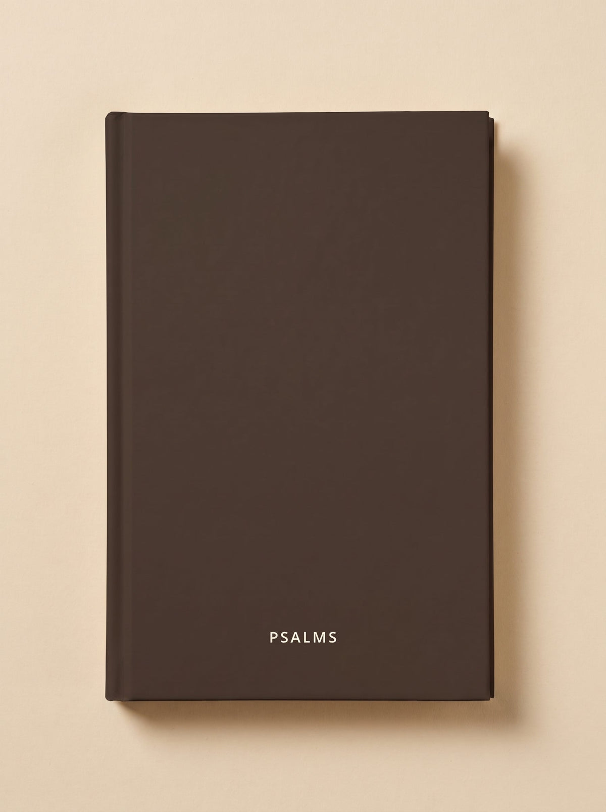 Psalms hardcover in espresso brown, seen from above